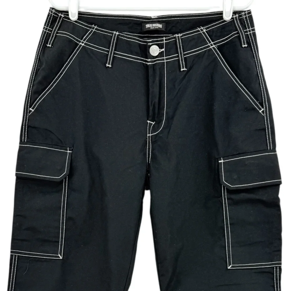 True Religion Men's Straight Leg Outline Jet Black Cargo Pants 32x32 NWT $159.00